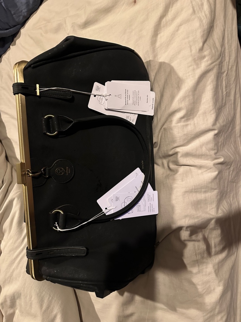 Classic Black LaFlore Trolala Travel Weekender with Gold Frame